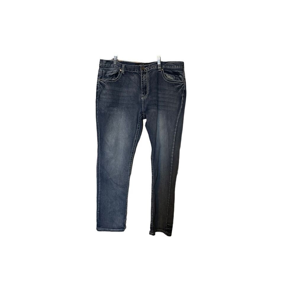 True Luck Mens  Blue Medium Light Wash Straight Leg Jeans Size 40/32